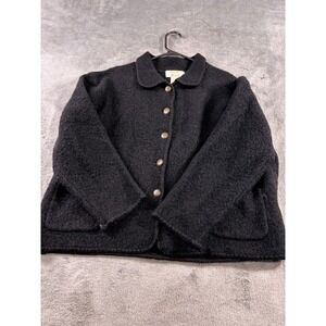 VTG Tally Ho Women's 100% Wool Cardigan Jacket Size L Button Front Pockets